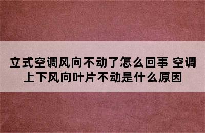 立式空调风向不动了怎么回事 空调上下风向叶片不动是什么原因